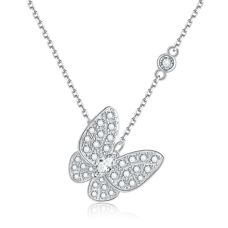 iced out 925 silver vvs full all diamond moissanite butterfly pendant necklace