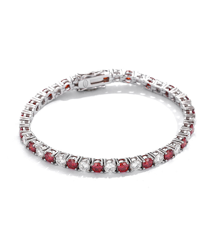 3mm 4mm 5mm 6.5mm lab grown iced out round vvs red moissanite 925 sterling silver moissanite tennis bracelet