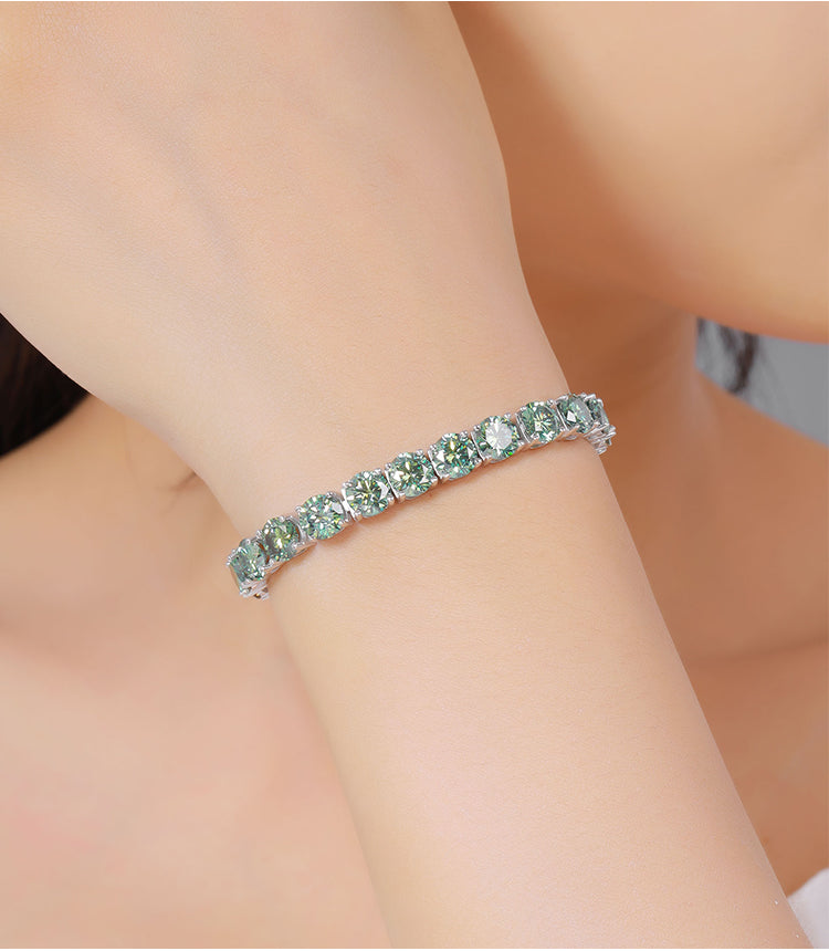 3mm 4mm 5mm 6.5mm 925 sterling silver iced out round vvs green diamond moissanite tennis bracelet men women