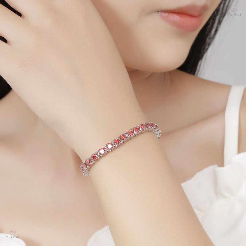 3mm 4mm 5mm 6.5mm lab grown iced out round vvs red moissanite 925 sterling silver moissanite tennis bracelet