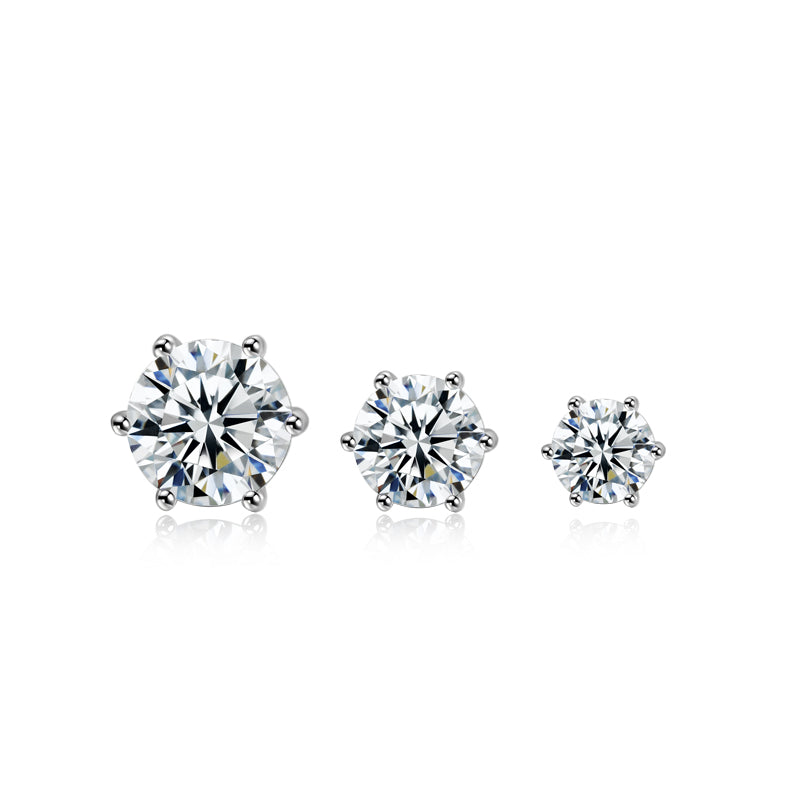 brilliant cut 18k gold plated 6 prongs 925 Sterling Silver 1ct 2CT 4ct ladies men vvs moissanite Stud Earrings