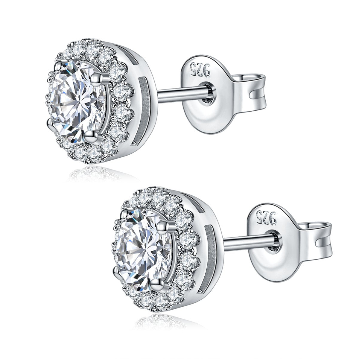 0.5 1  2carat round D color 925 sterling silver moissanite diamond stud earrings for women