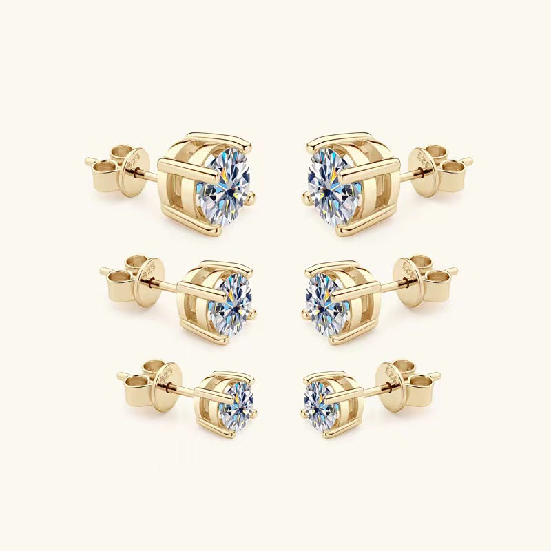 gra certificate vvs ladies 18k plated 925 sterling silver gold diamond moissanite stud earrings men women