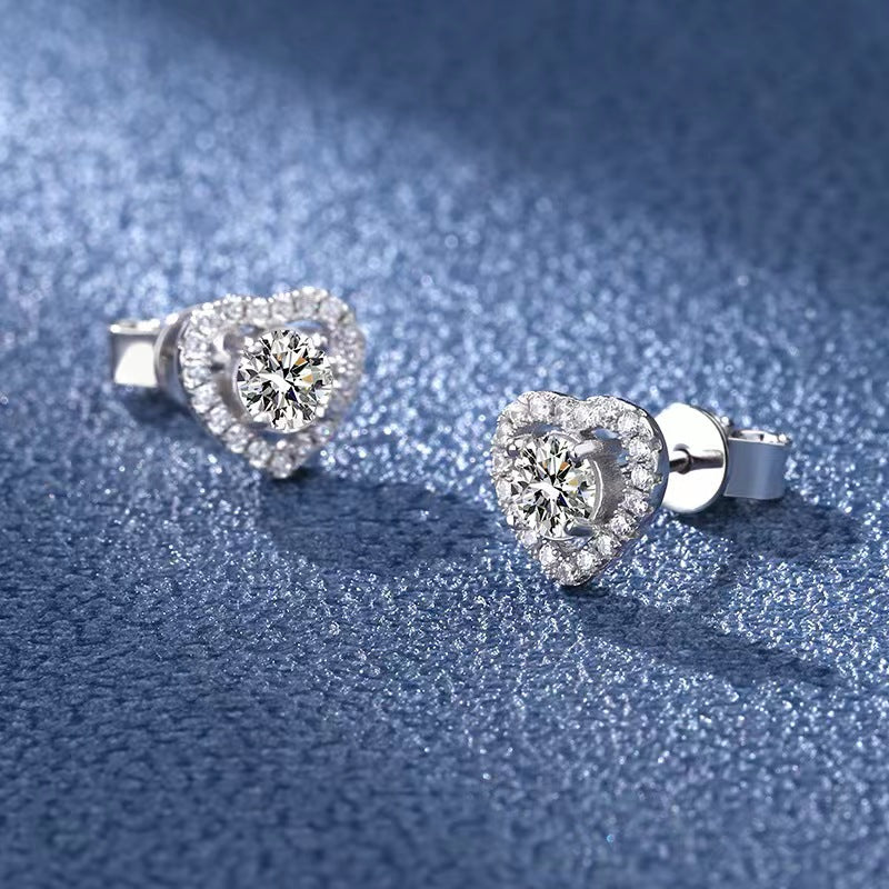 vvs d color pass diamond tester real moissanite jewelry diamond 925 silver gra certified moissanite heart earrings