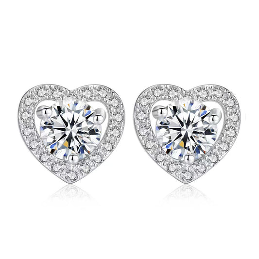 vvs d color pass diamond tester real moissanite jewelry diamond 925 silver gra certified moissanite heart earrings