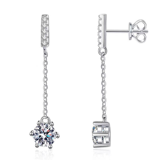 certified dangle white gold plated vvs unique long moissanite drop earrings for women