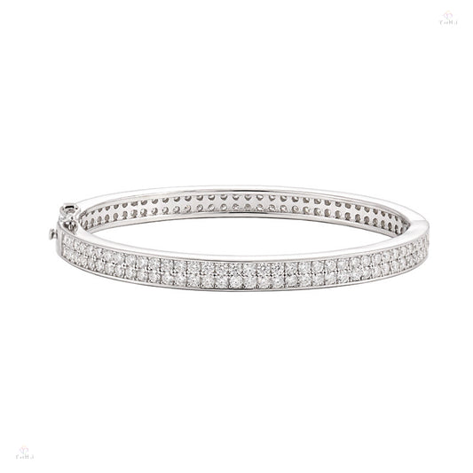 ladies charm lab grown vvs luxury women 925 sterling silver two rows 2mm all full diamond moissanite bracelet bangle