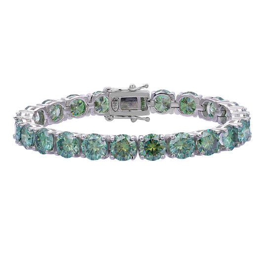 3mm 4mm 5mm 6.5mm 925 sterling silver iced out round vvs green diamond moissanite tennis bracelet men women