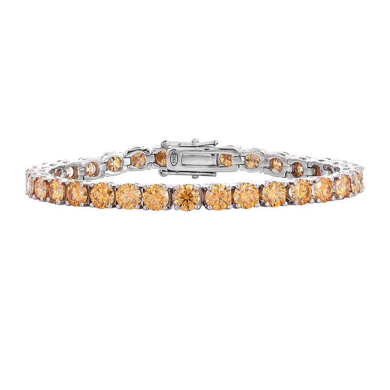 3mm 4mm 5mm 6.5mm 925 sterling silver iced out round vvs champagne diamond moissanite tennis bracelet men women