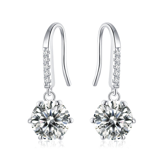 white gold plated 925 silver fine jewelry  gra certificated 0.5ct 1ct dangle moissanite diamond drop earrings for women