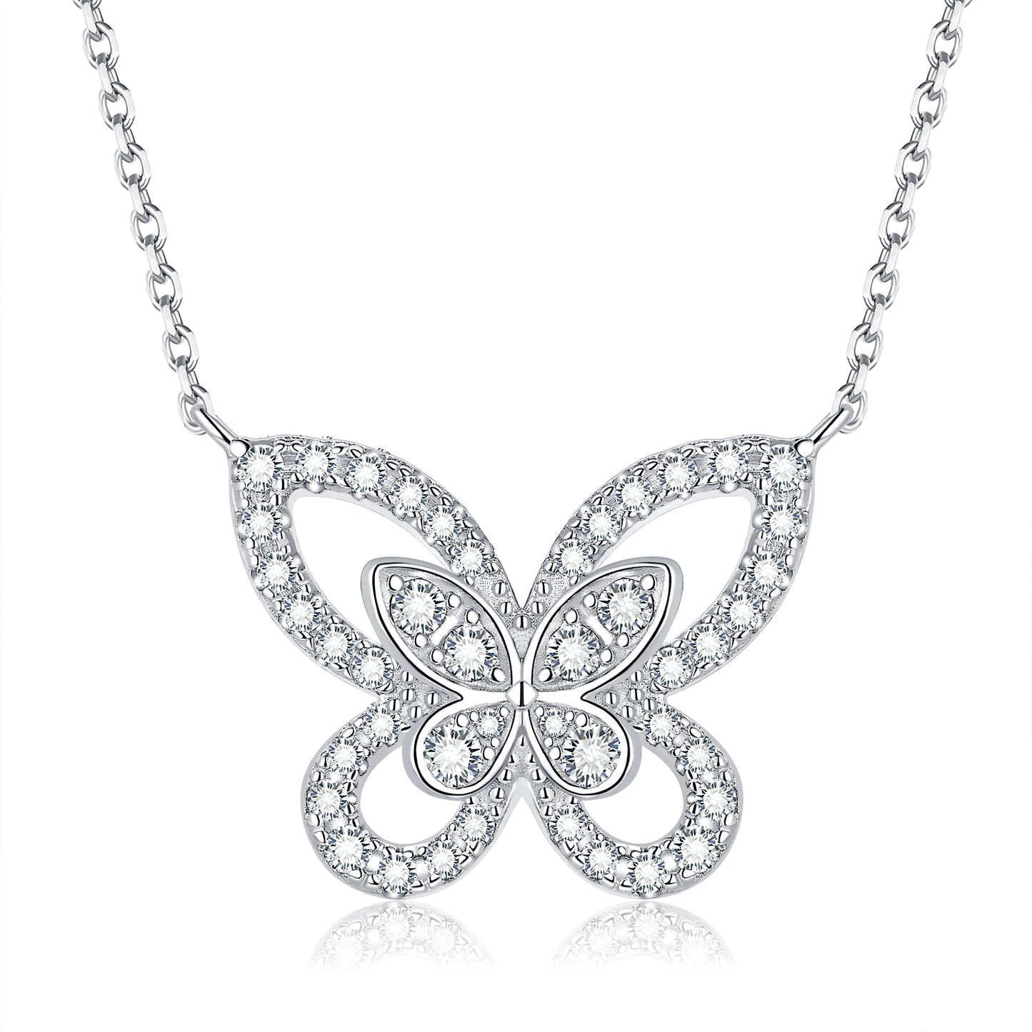 VVS D color moissanite diamond fine jewelry 925 sterling silver butterfly necklace pendant