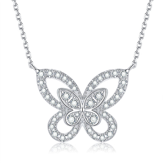 VVS D color moissanite diamond fine jewelry 925 sterling silver butterfly necklace pendant